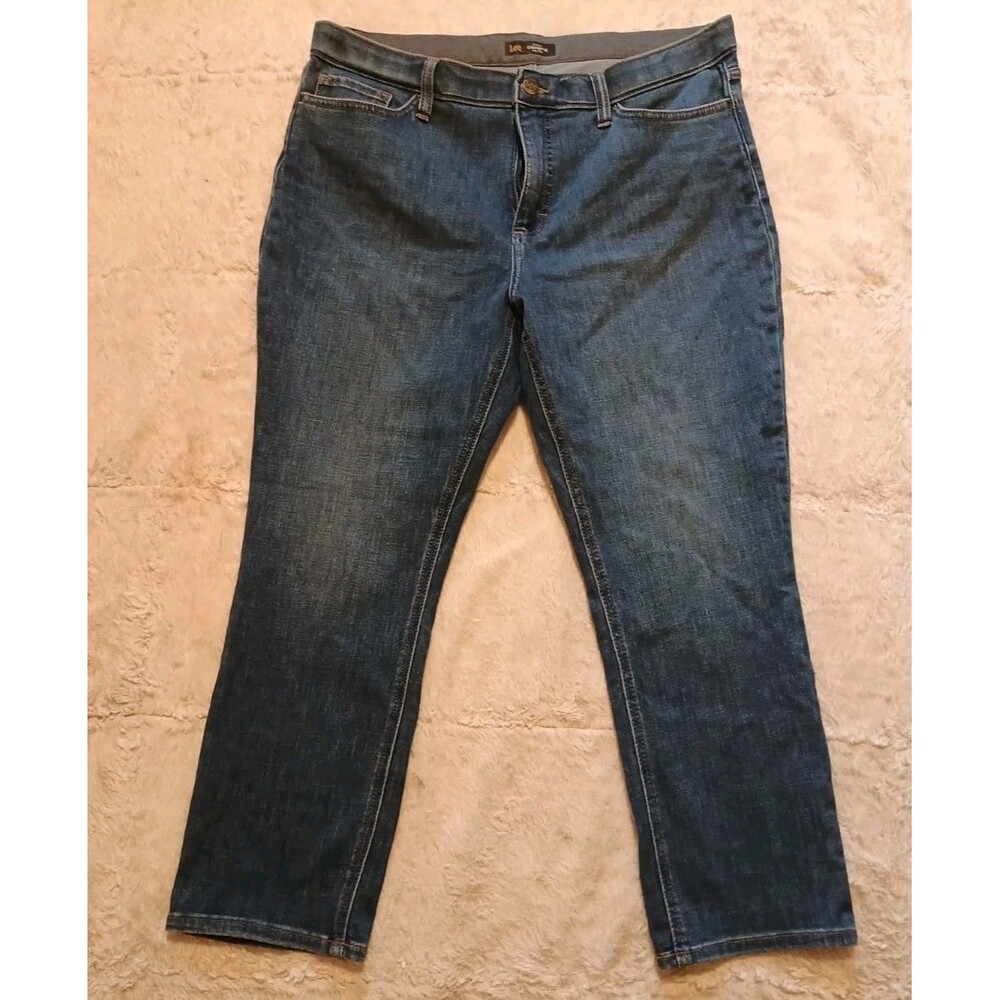 Lee Slim Fit Cigarette Mid-Rise Womens Blue Jeans Size 16 Medium